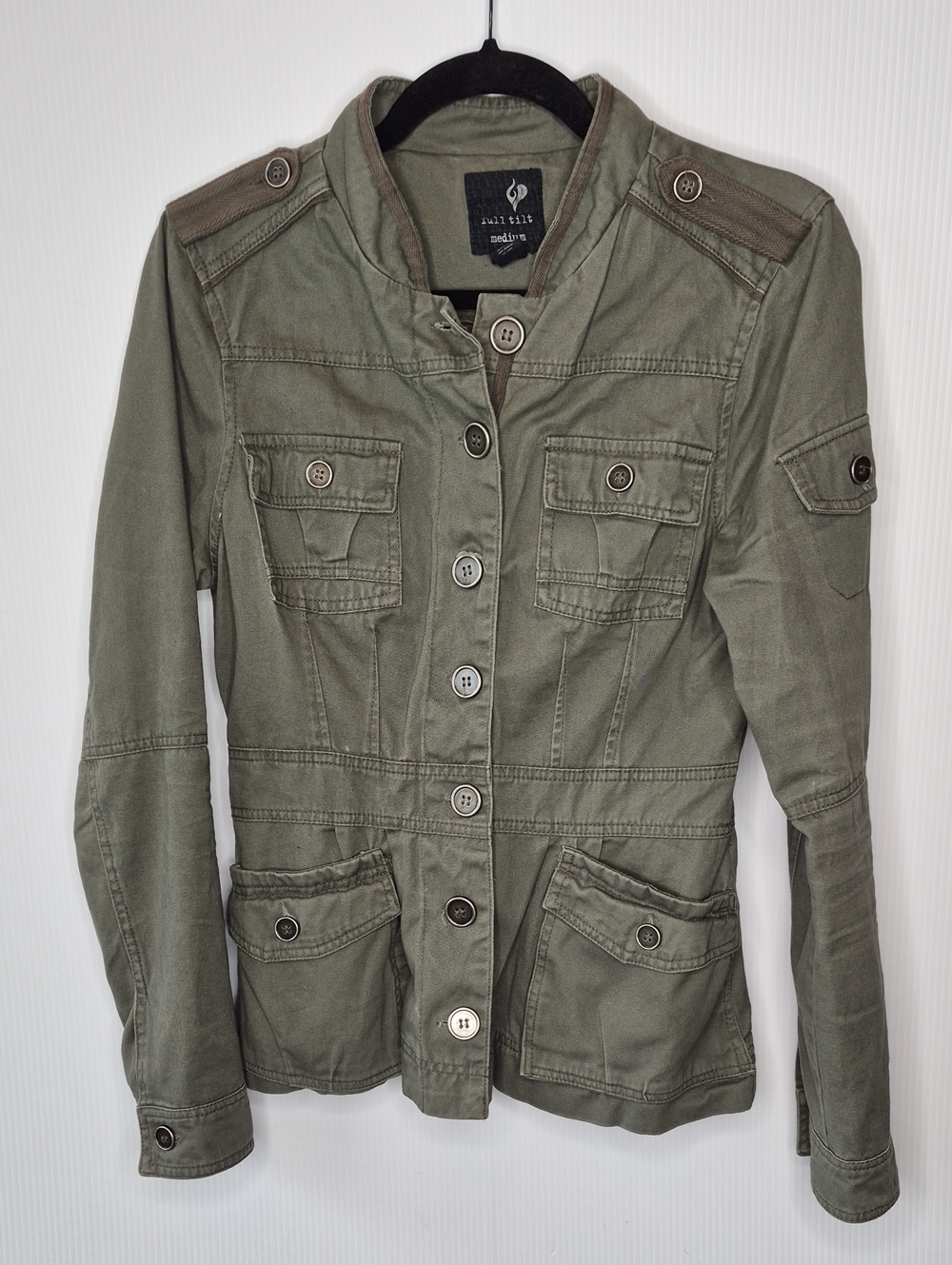 Full Tilt Olive Green Military Style Jacket Size Medium M